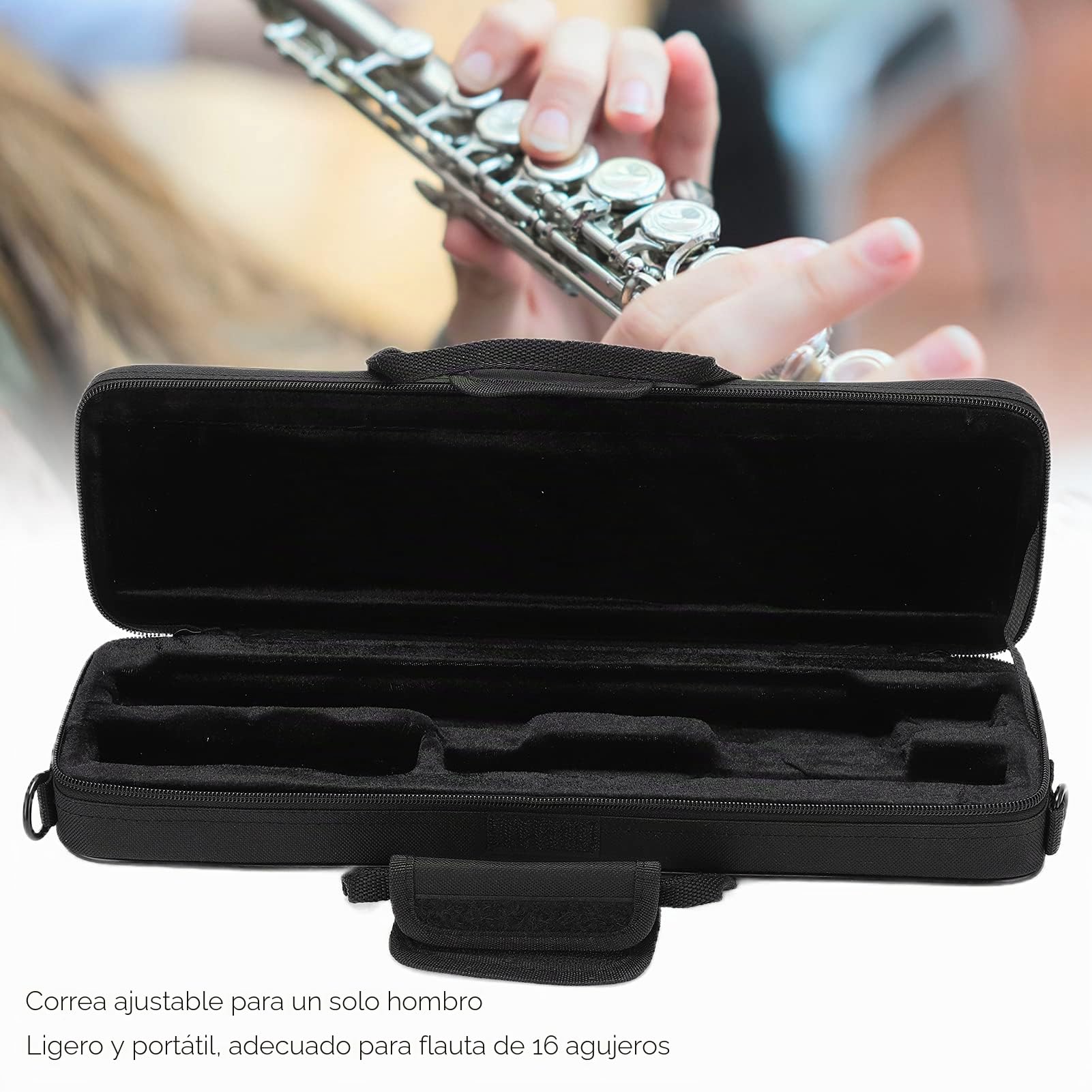 Estuche De Transporte para Flauta, 39,5 x 12 x 7 cm Maletín para Flauta Travesera Funda para Flauta Travesera Y Flauta Impermeable Y Ligera, Accesorios De Estuches Y Fundas
