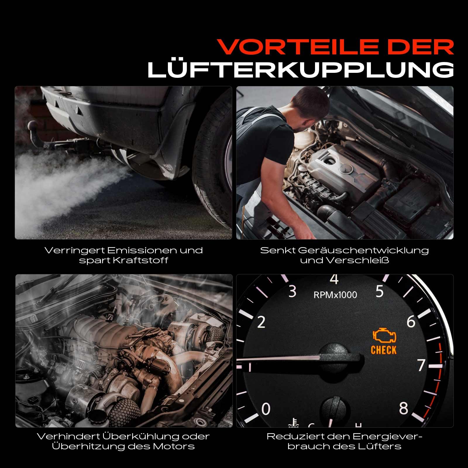 Frankberg Lüfterkupplung Kühlerlüfter Kompatibel mit 124 Stufenheck W124 400E 4.2 500E 4.2L 5.0L 1991-1993 E-Klasse W124 E420 E500 4.2L 5.0L 1993-1995 S-Klasse W140