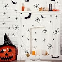 Vista 6 de Labeol 160 arañas falsas, 3 tamaños de araña falsa de plástico realistas para Halloween, accesorios de broma, juguetes de miedo negros