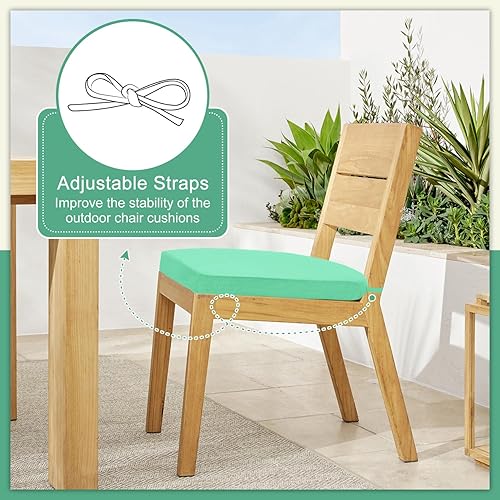 Miniatura 5 de Cozyide Cojines para sillas de exterior, cojines de asiento de patio impermeables con correas ajustables, cojines redondos para sillas de patio para