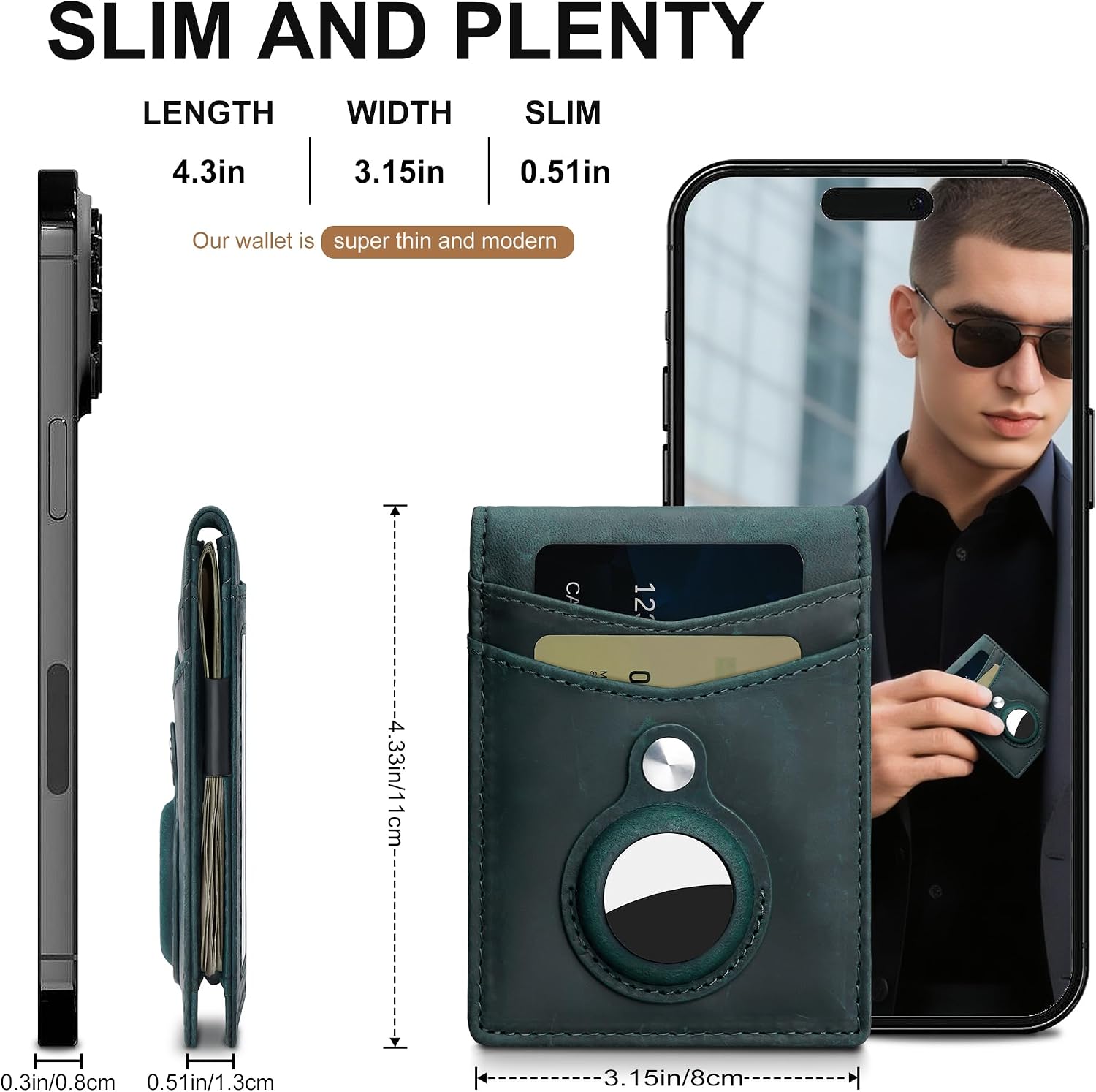 Suncat Slim Airtag Wallet for Men Card Holder RFID Wallet with Money Clip image 3