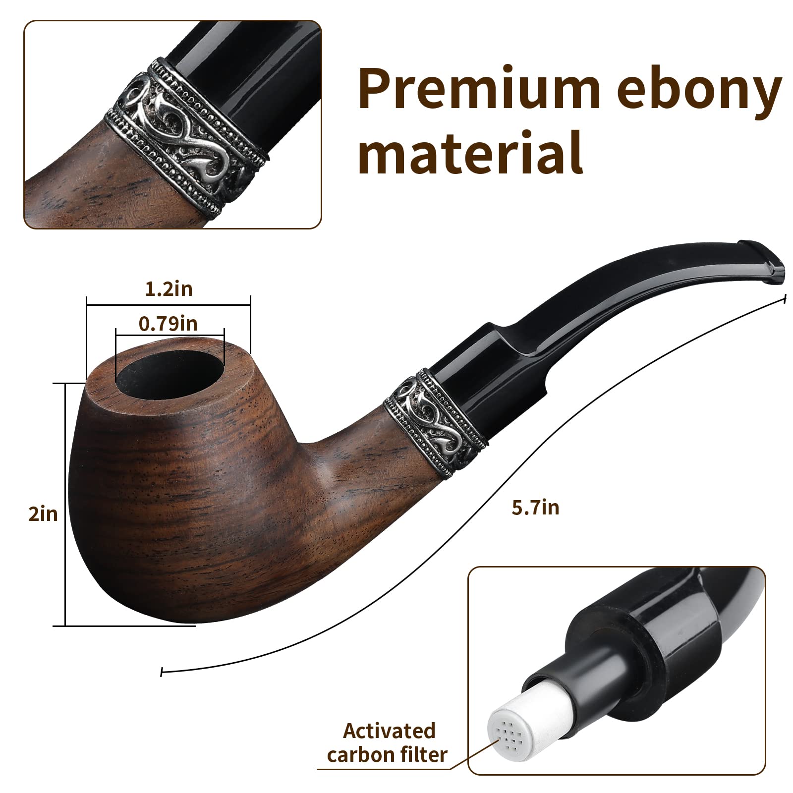 Buy Joyoldelf Tobacco Pipe, Wooden Smoking Pipe with Tobacco Pipe Stand