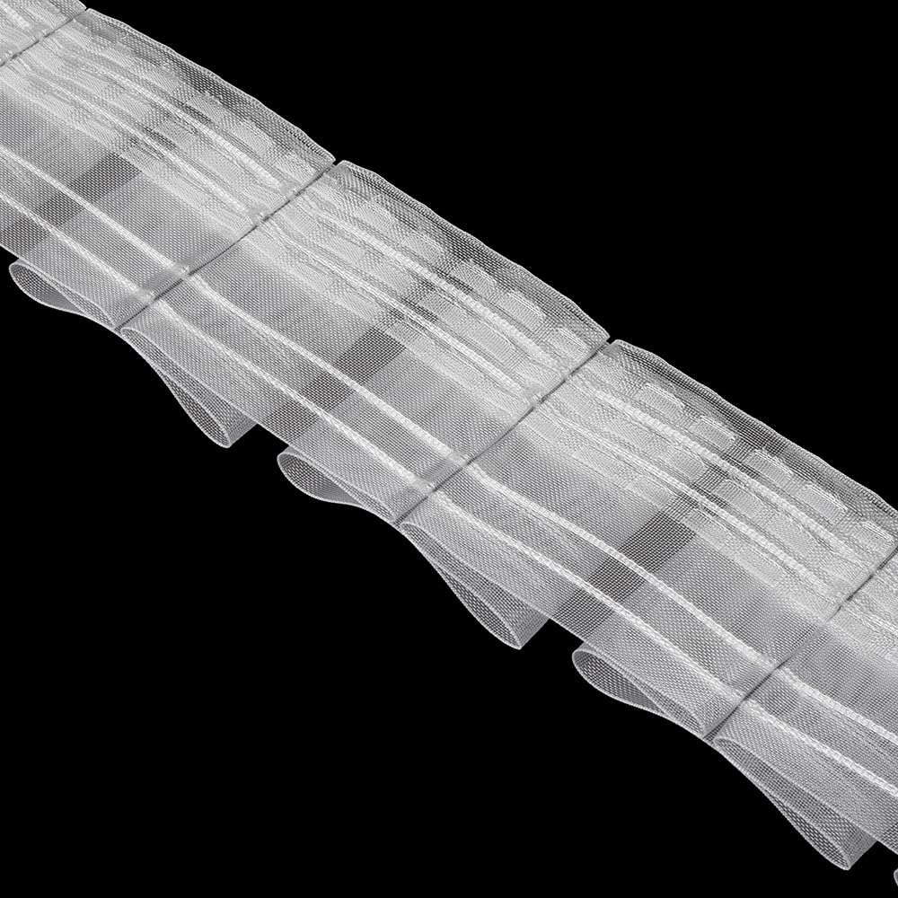 Oz-Is Dar Tekstil Gardinenband 50 Meter Flachfalten 80 mm, 1:3.0, 100% Polyester, Transparent Faltenband zum Annähen für Vorhänge und Gardinen 4355MP