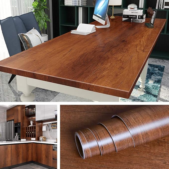 Livelynine 24 x 197 Inch Wood Look Wallpaper Peel and Stick Countertops