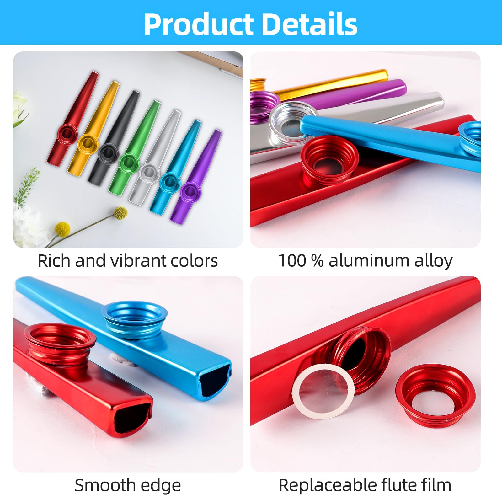 14 Kazoos En MéTal Alliage D'Aluminium 7 Couleurs Kazoos Instrument Kazoo Instruments De Musique en Métal Kazoo Pour Enfants Et Amateurs De Musique