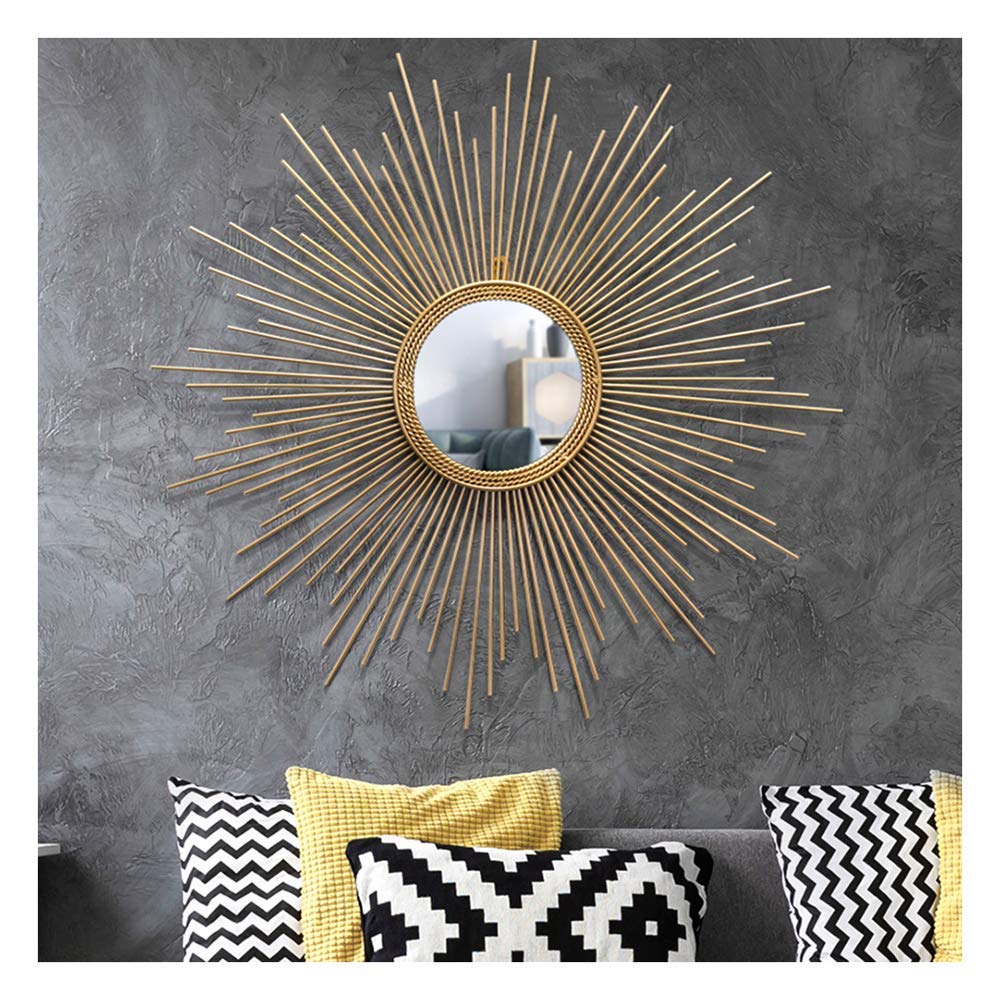 Grande specchio rotondo da parete Starburst Sunburst – Specchio decorativo in metallo da appendere per sala da pranzo, soggiorno, corridoio e veranda