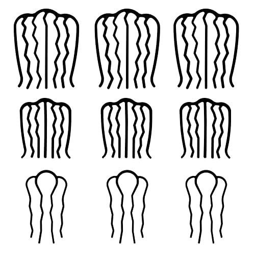 Miniatura 7 de Paquete de 9 peines laterales para el cabello con giro francés, clip de horquilla de metal en forma de U para mujer, moño francés y moño, peine