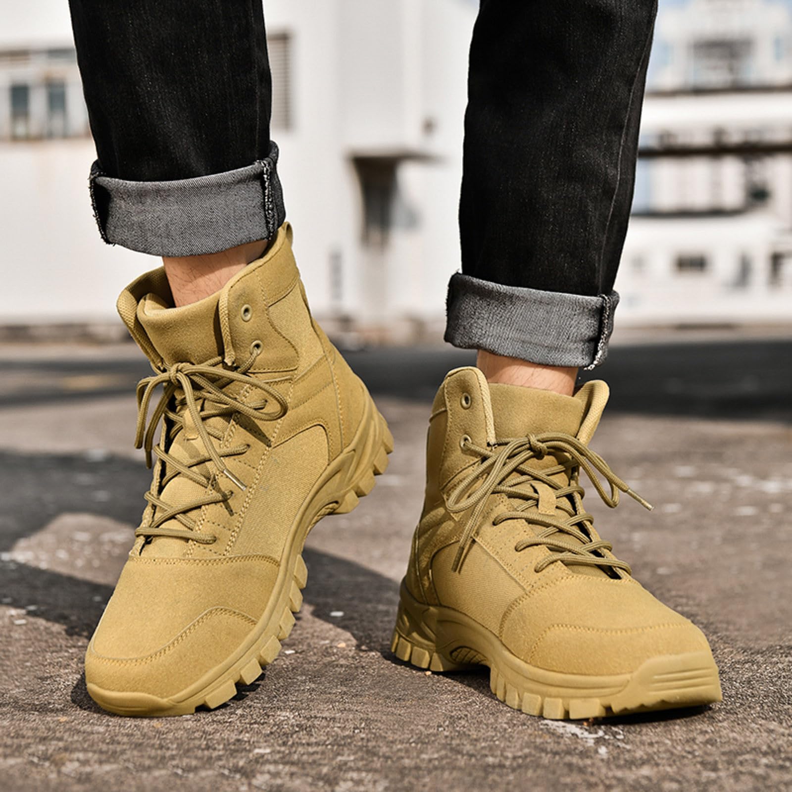 Générique Chaussures Militaires Et Boots pour Homme Montantes Militaire Chaussures Basket Running Securité Botte Moto Combat Boots Confort en Plein Air Bottes avec Coque Rangers Randonnée Chaussure