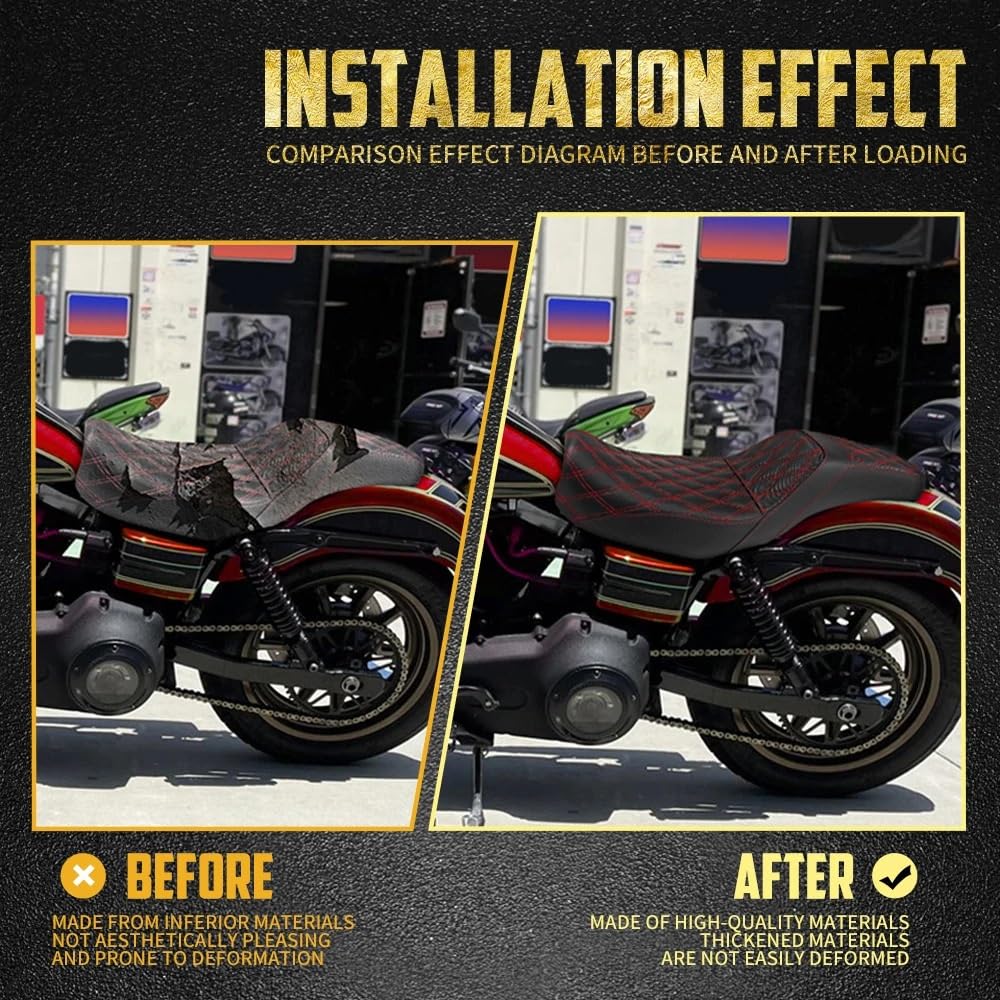 Poduszka Fotel motocyklowy Dwuczęściowe siedzenie pasażera kierowcy motocykla przednie tylne poduszki skórzane siedzenie kierowcy pasujące do Harley Dyna 2006-2017