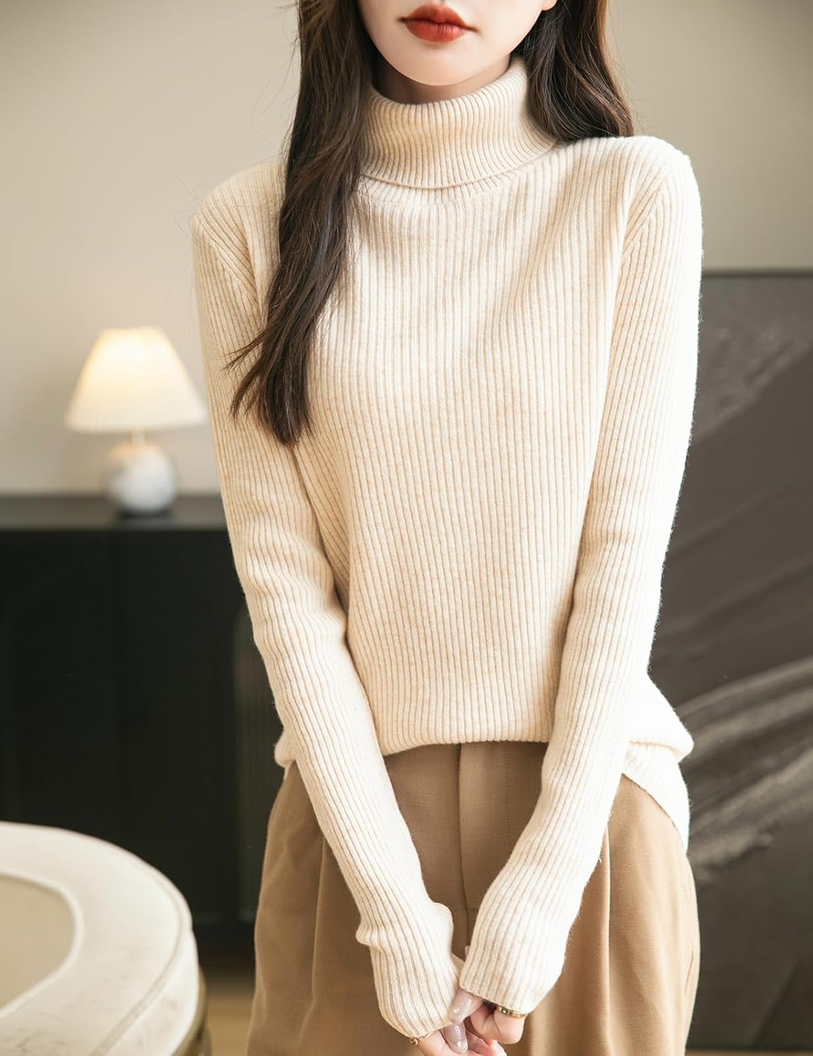 Chanyarn Women's 100% Merino Wool Turtleneck Sweater 2025 Fall Winter Long Sleeve Warm Soft Ribbed Knit Pullover Sweater - Image 4