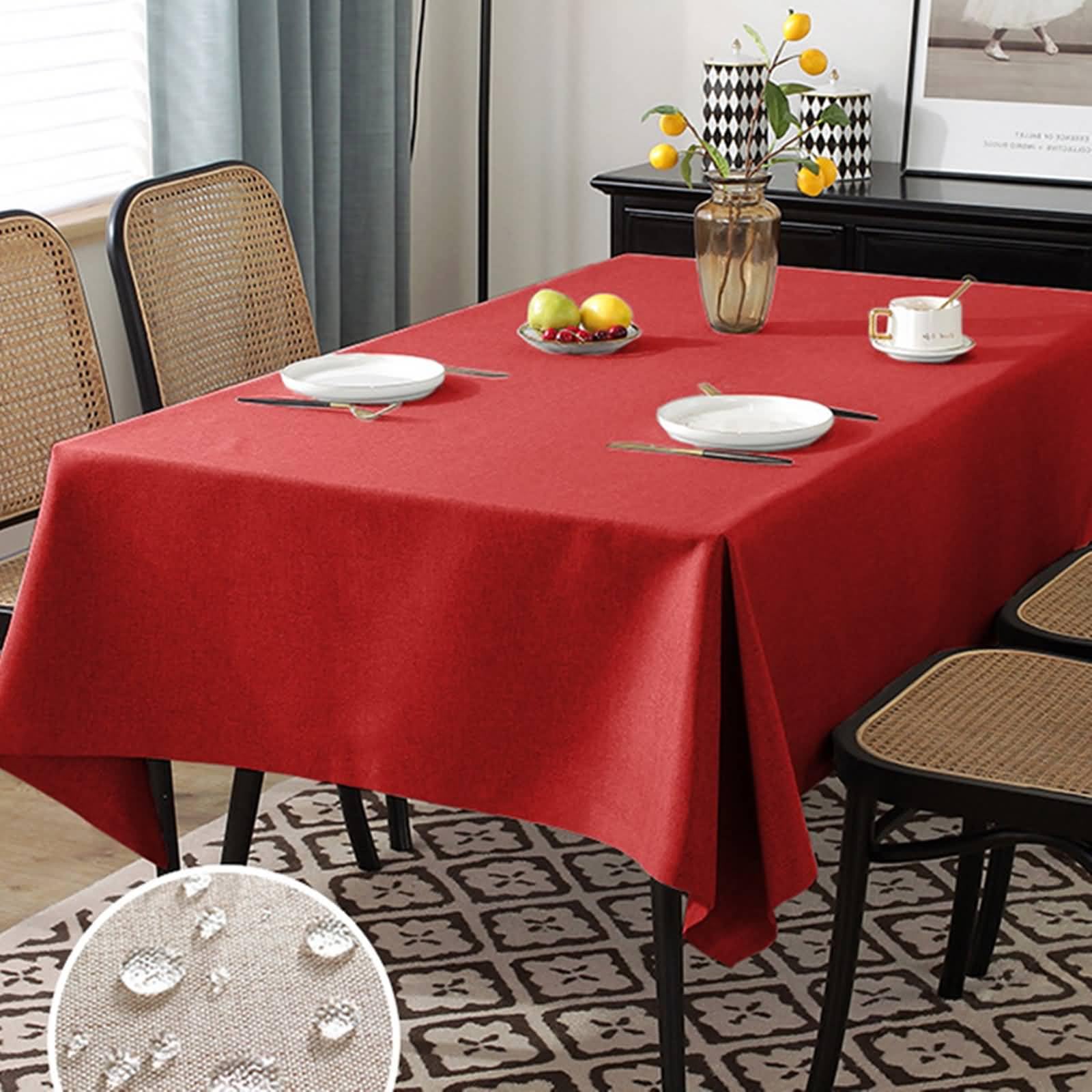 Polyester Tischdecke Vintage Landhaus, Rot | 120x170CM