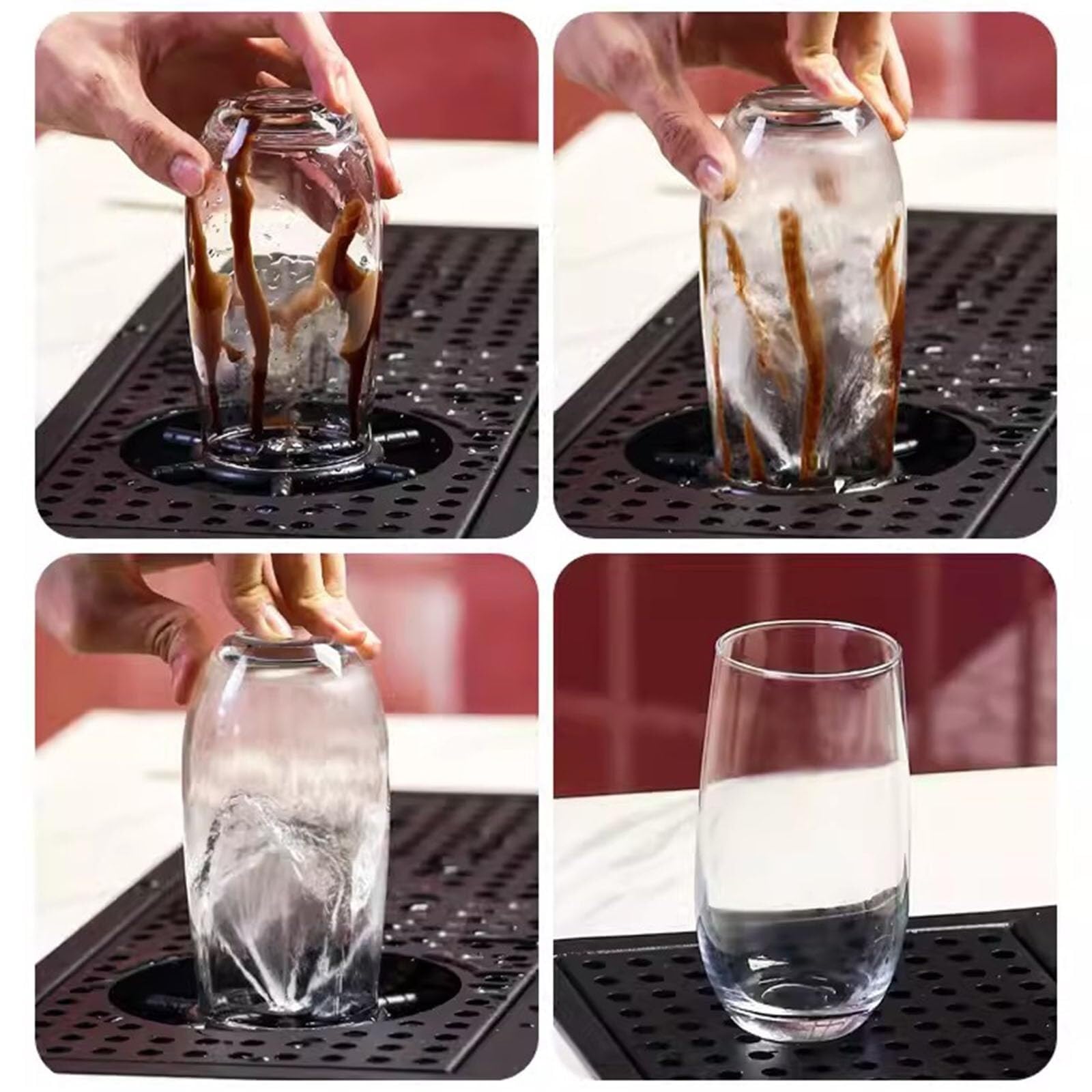 Lavavasos Comercial con DesagüE Y Bandeja Goteo, Enjuagador De Acero Inoxidable, Grifo Llenado Por PresióN para Vasos, para Limpieza RáPida De Vasos En CafeteríAs Y Restaurantes