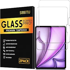 SIBEITU 2 Pack Screen Protector for iPad Air 13 Inch M3 2025 & M2 2024 (7th/6th Generation), HD Scratch Resistent Film for iPad Air 7th/6th Gen, Case Friendly & Apple Pencil Compatible Touch Sensitive