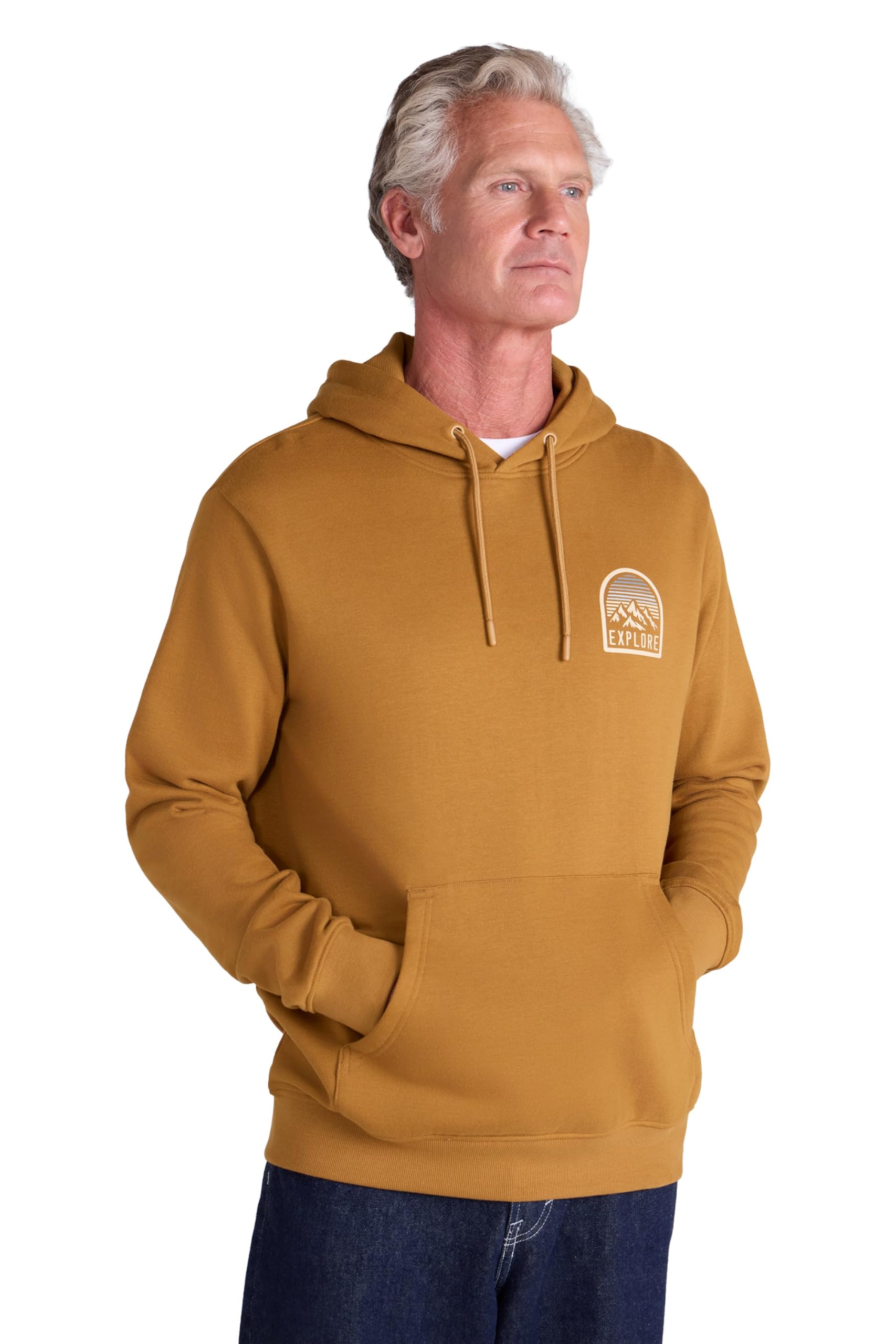 Mountain Warehouse Circular Sunset Mountain Mens Graphic Hoodie Mustard 3XL