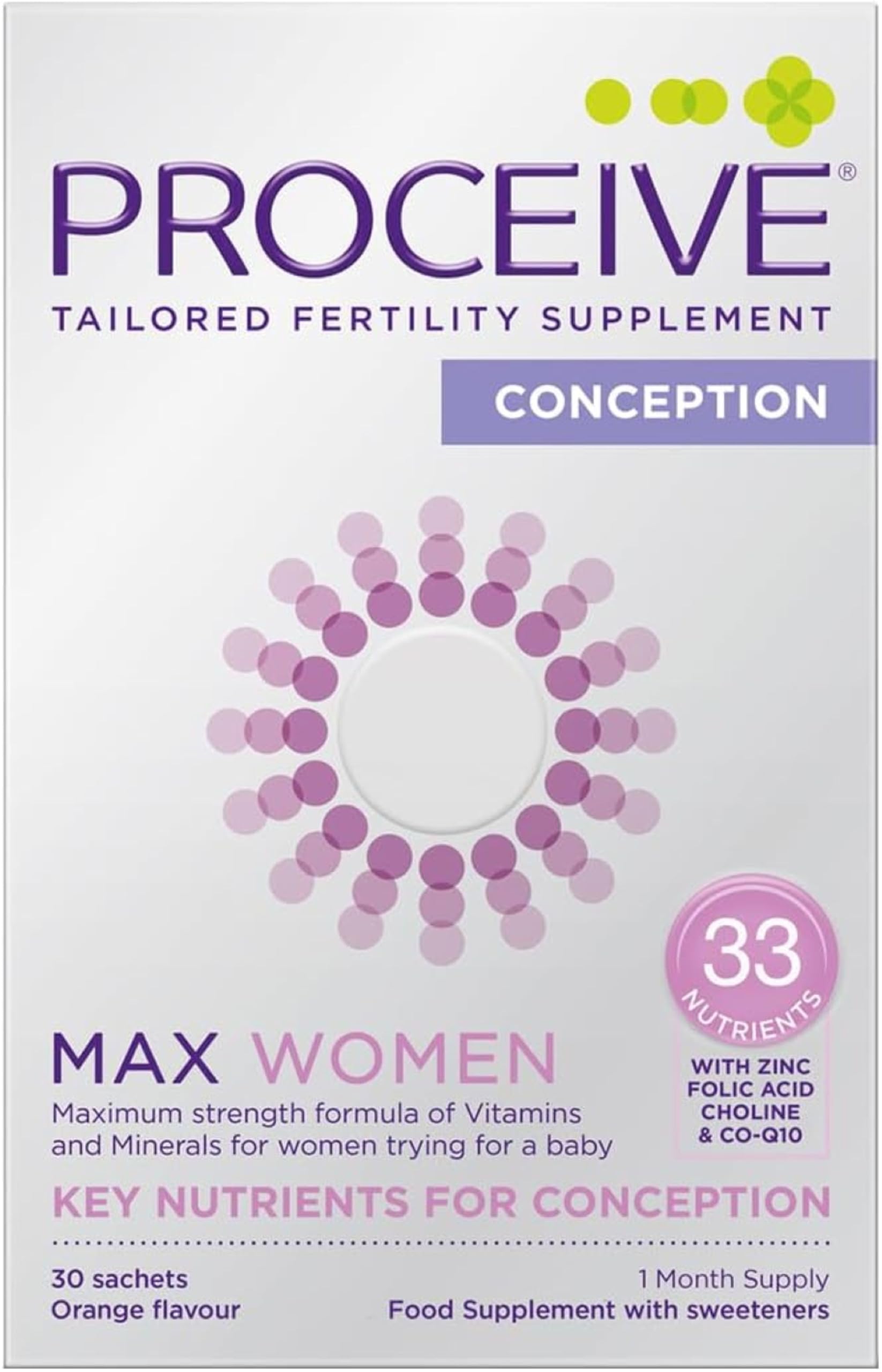 Sponsored Ad – Proceive® MAX Women - Fertility Supplement for Conception - Pregnancy Vitamins for Women Trying to Conceive - Zinc, Folic Acid, Vitamin D - 30 Sachets (1 Month Supply) - Certified Vegan