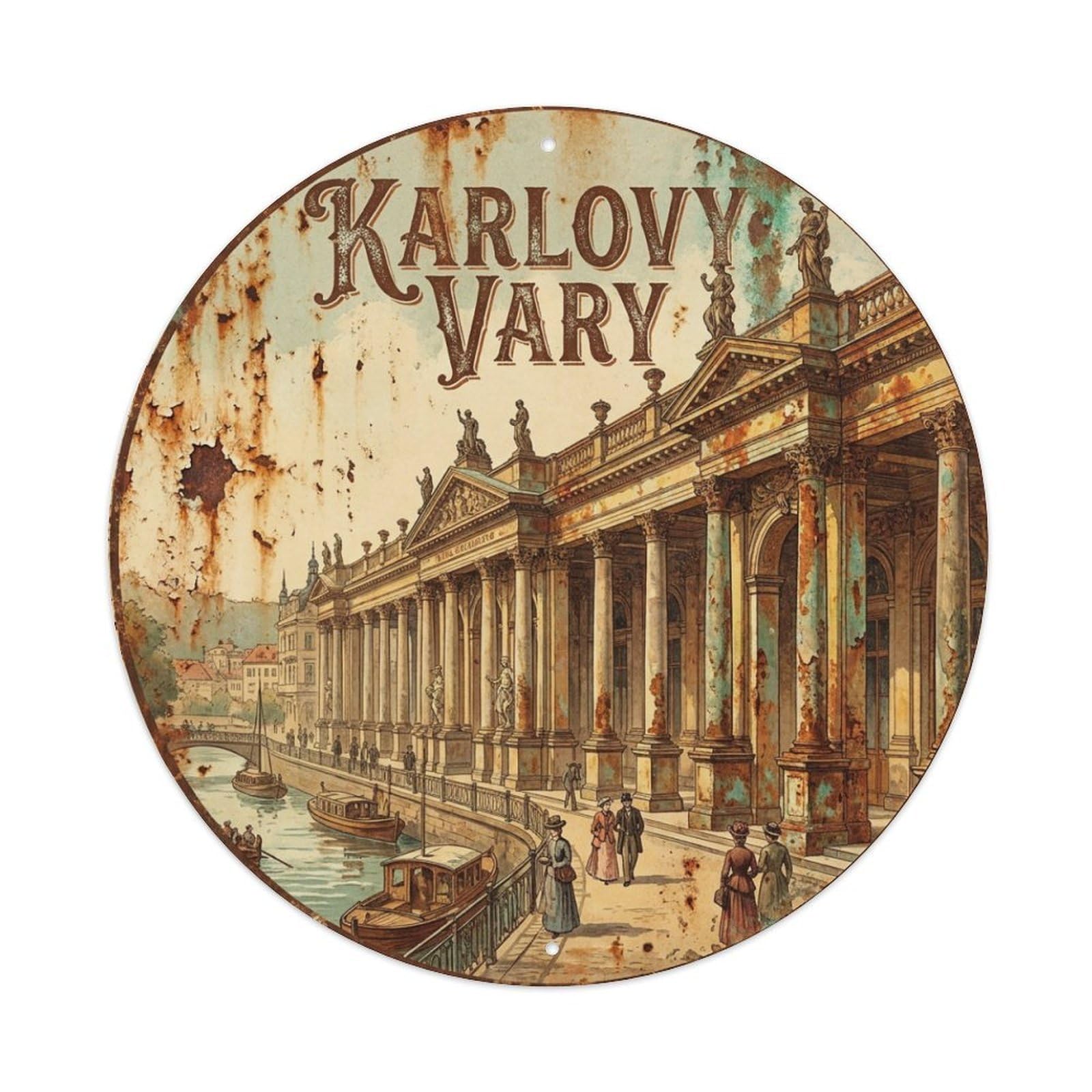 Galvaxio Style Vintage Travel Czech Karlovy Vary Metal Tin Sign