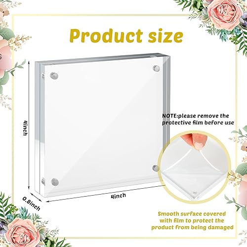 Vista 2 de Handepo 12 portarretratos de acrílico transparente a granel, marco magnético de escritorio de doble cara de 0.787 in de grosor, independiente