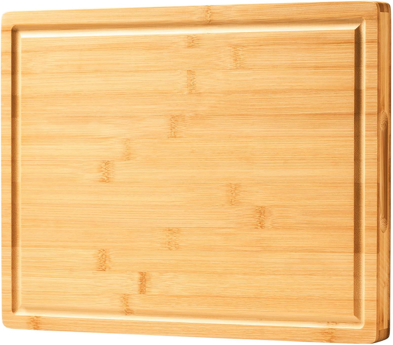 Bamboo Wood Cutting Boards for Kitchen, 1" Thick Charcuterie Boards, Butcher Block with Juice Grooves & Handles