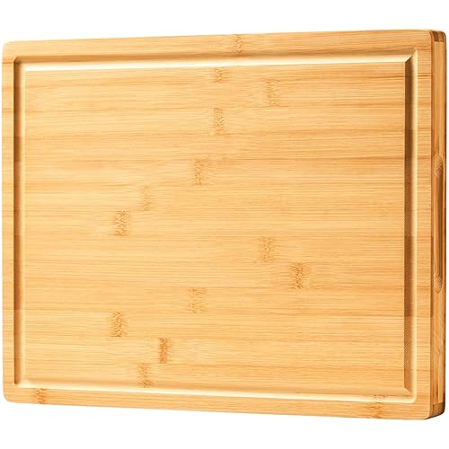 Bamboo Wood Cutting Boards for Kitchen, 1" Thick Charcuterie Boards,