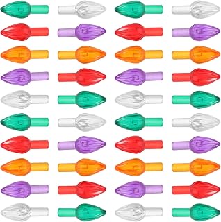 Cabilock 100 Pcs Christmas Tree Replacement Bulbs, Multicolor Pegs | Assorted red, green, purple, orange and clear pieces support color balancing, replacements and DIY holiday craft layouts