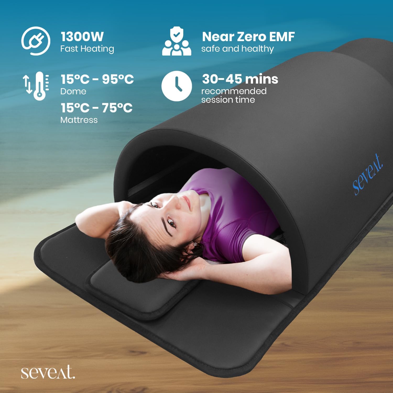 Portable Infrared Sauna Dome | 1300W Power | Near-Zero EMF | Full-Body Dry Sauna with Therapeutic Jade Stones | Home Wellness & Relaxation (Black)