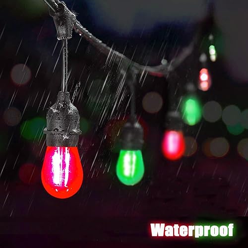 Miniatura 3 de Bombillas LED de colores S14 de 2 vatios, 30 unidades, rojo y verde, bombillas de plástico inastillables a prueba de agua, base E26, repuesto para