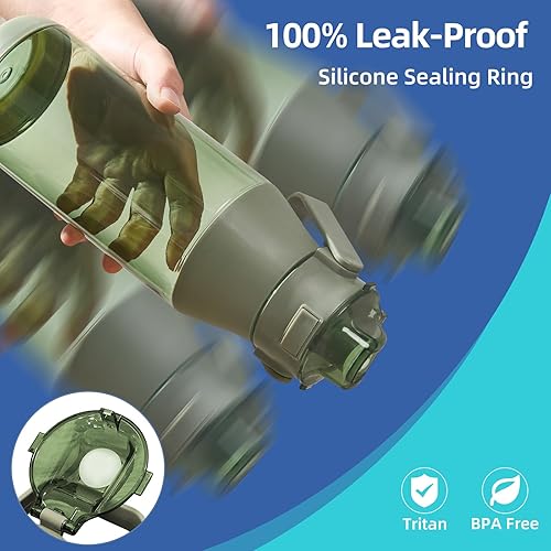 Miniatura 3 de Botella de agua de 49 onzas con tapa de boquilla de flujo rápido, botella de agua deportiva motivacional con asa, sin BPA, boca ancha a prueba de