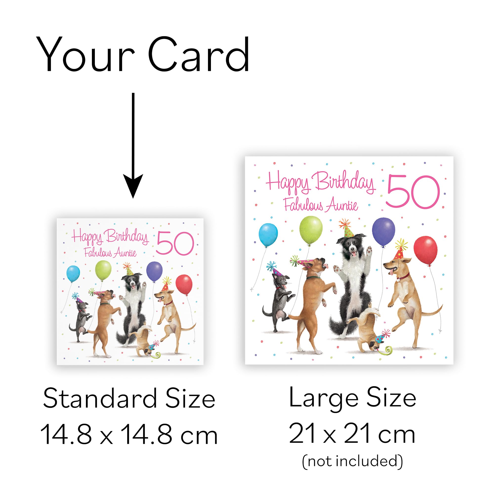 Hunts England 50th Auntie Birthday Card - Dancing Dogs - Fabulous Auntie - Age 50 - Women's 50th Birthday Card - Milo's Gallery - Funny — view 6