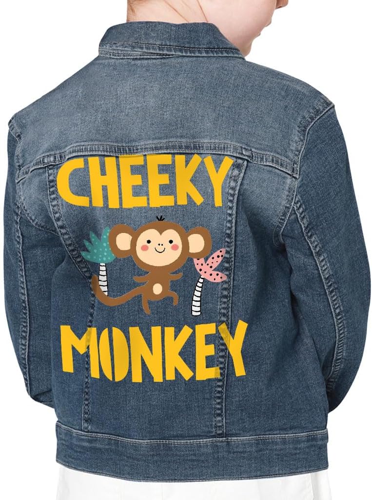 Cheeky Monkey Kids' Denim Jacket - Baby Christening Present - Monkey Lover Apparel