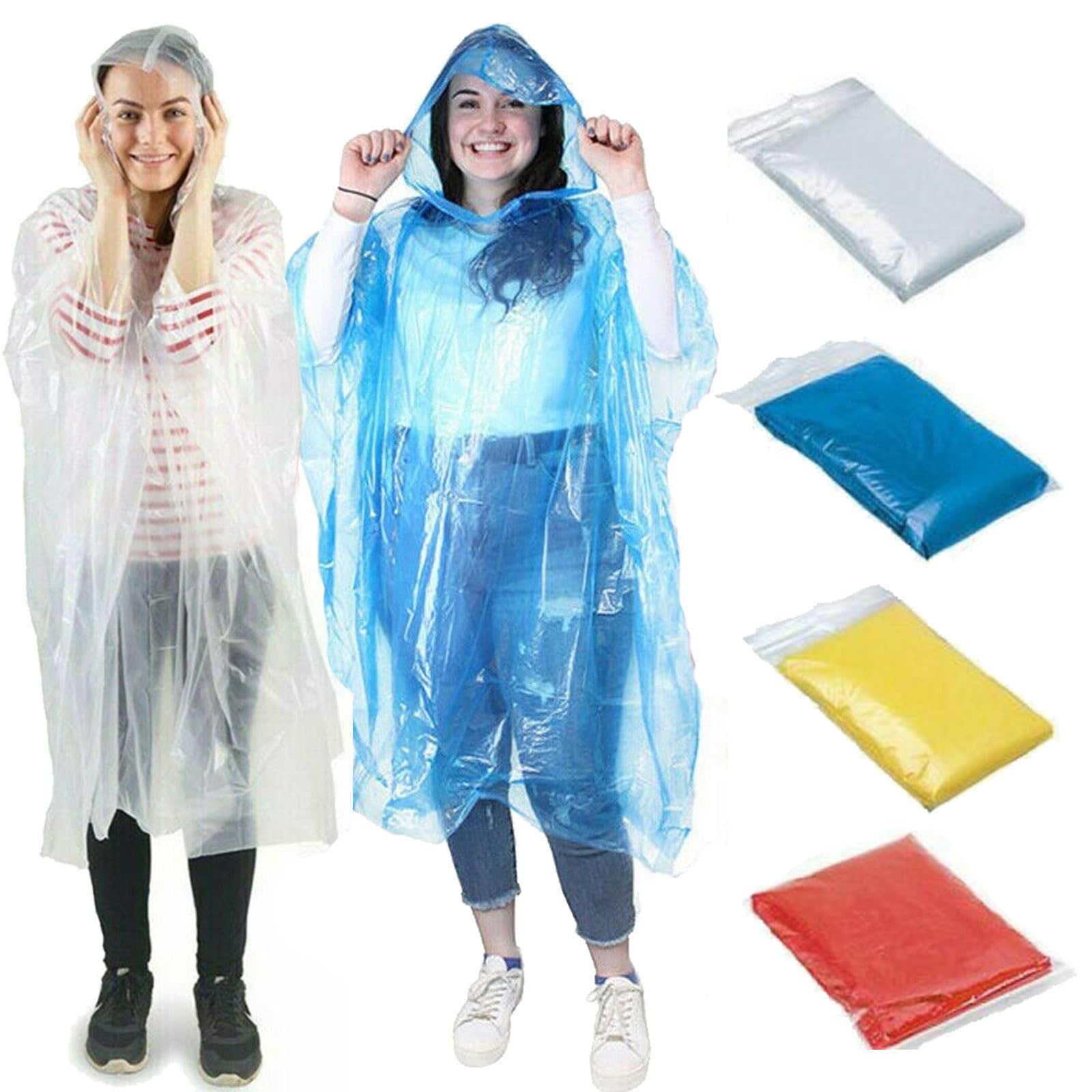 HMRigbly1-100PACKS Disposable Rain Ponchos for Kids and Adults,Disposable Emergency Waterproof Raincoat Rain Ponchos for Camping, Hiking,Outdoors,Recreation, Festivals