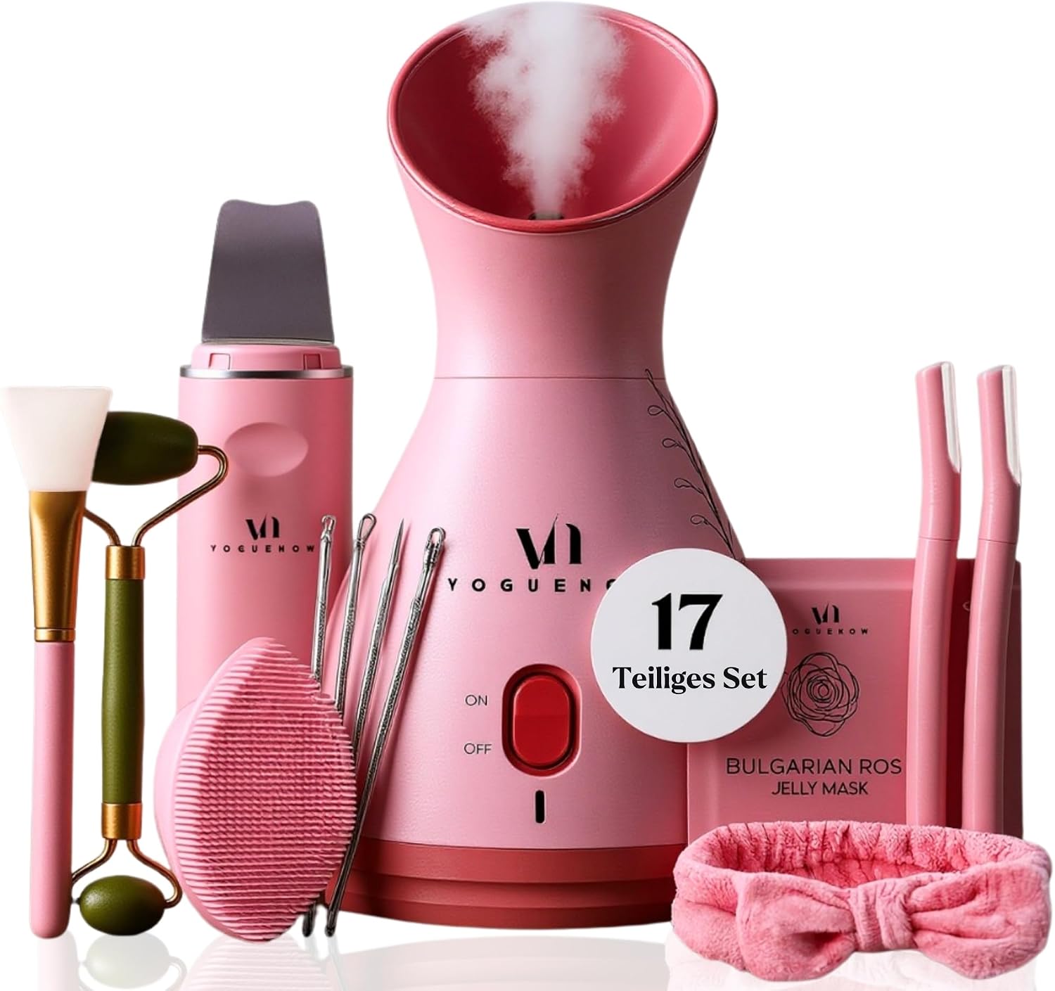 3-in-1 Nano Ion Facial Steamer Spa Set Face Sauna with Aroma Diffuser and Towel Heat Chamber 8 Bonus Spa Products Pore Cleanser Face Skin Cleaning Device Gift Box Gift Set Women