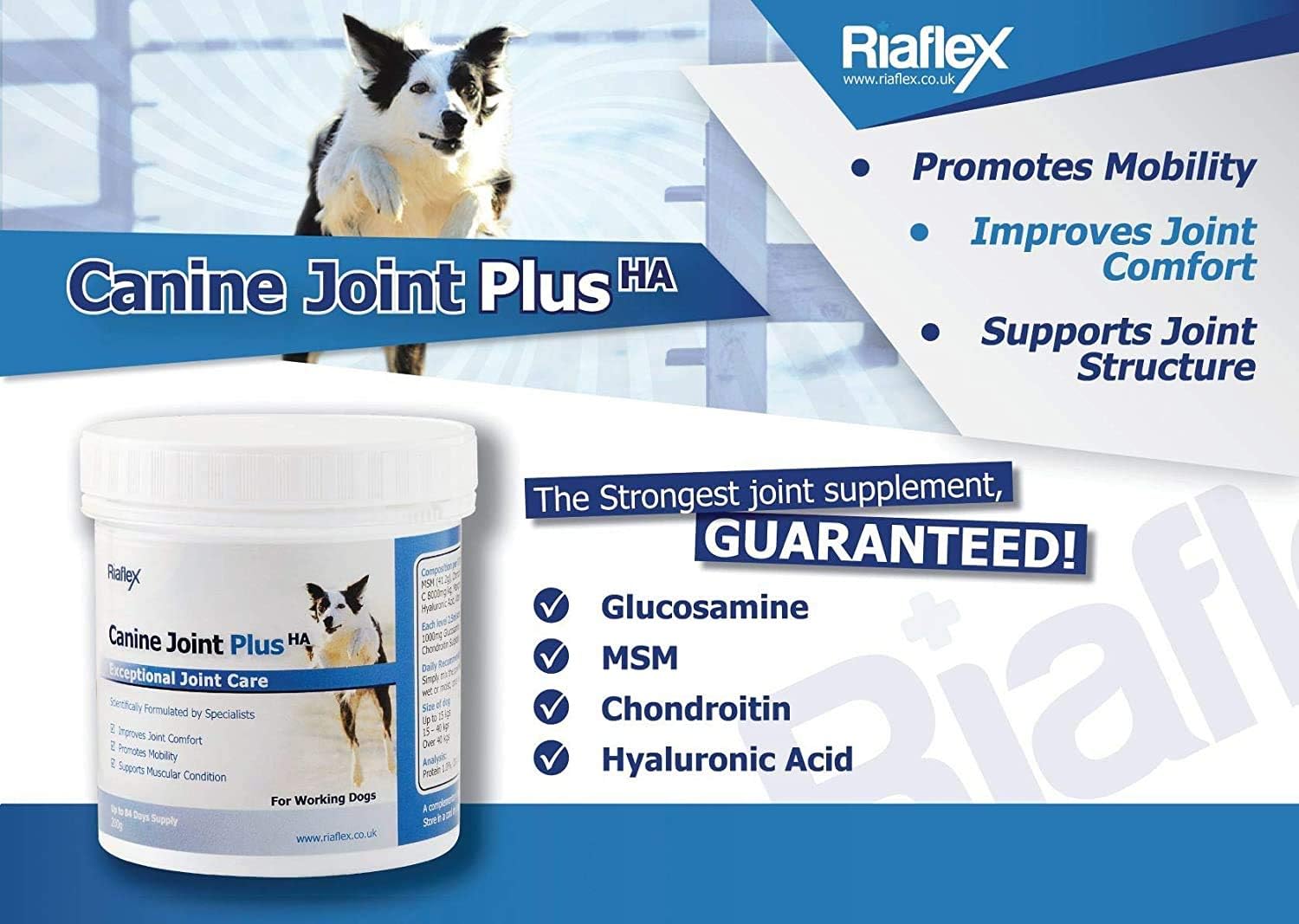 Riaflex Canine Joint Plus 400g 6 month Supply High Strength Hip