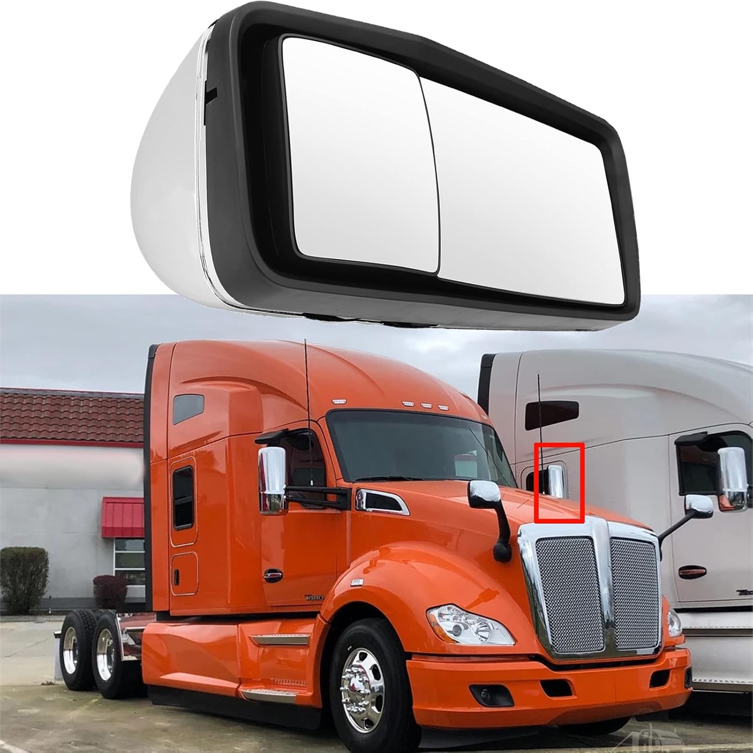 High Soar for Kenworth T680 T880 Door Mirror Assembly,Heated Defrost Motorized Rear View Mirror Assembly Replacement for Kenworth T880 T680 Driver Side/Left Side (Chrome)