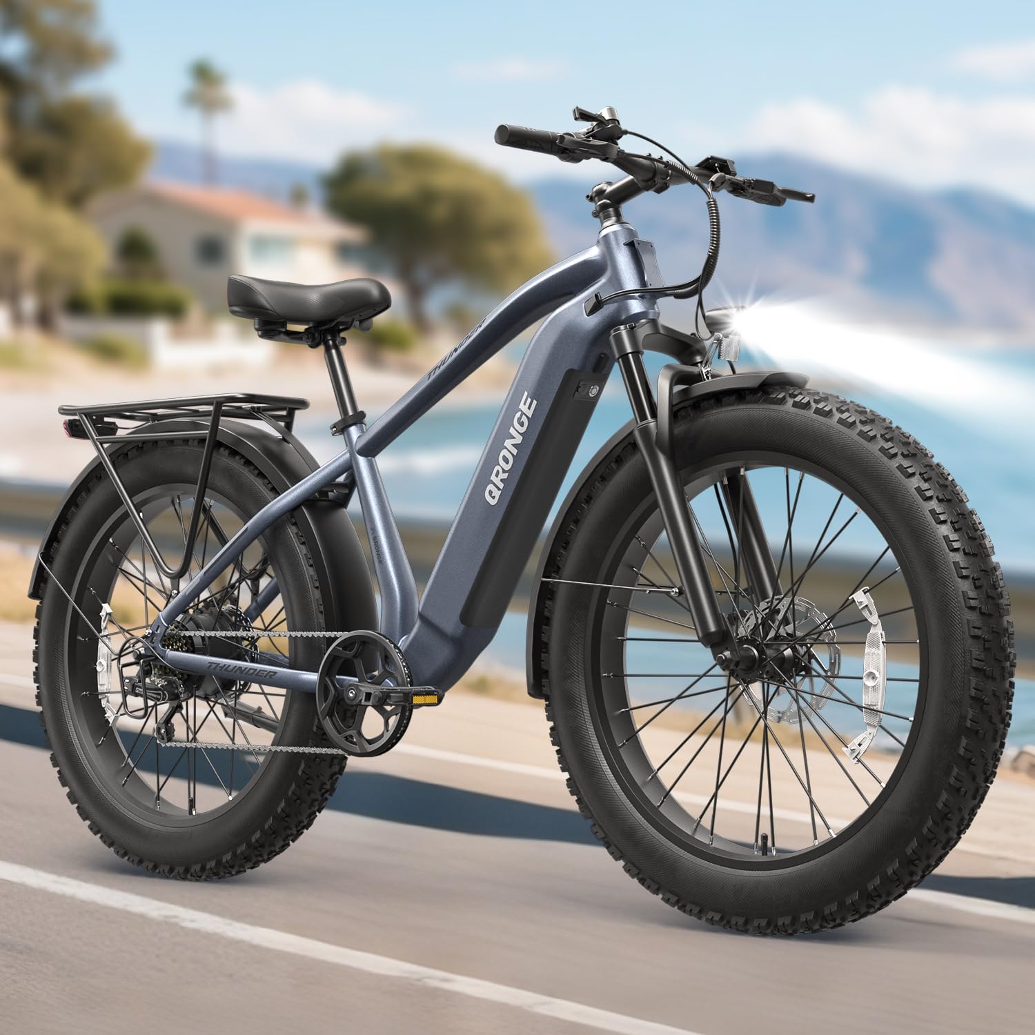 Electrical Bike for Adults 1200W Peak, 48V 15AH Battery Grownup Electrical Bicycles, 26″ Fats Tire Ebike, 28MPH Electrical Mountain E Bike, As much as 70 Miles, 7 Velocity, Thunder