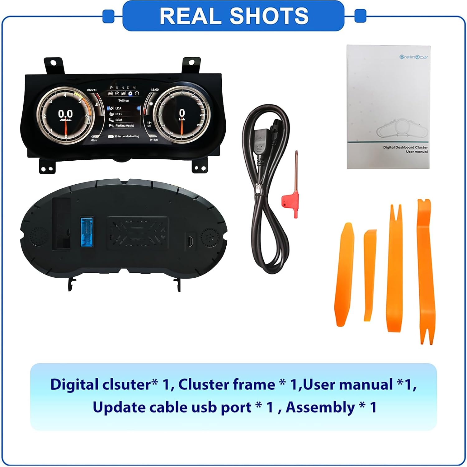 12.3 inch Digital Dash Instrument Cluster for Toyota Hilux 2016-2024, LCD Digital Panel Speedometer car Dashboard Replacement Digital Gauge Cluster