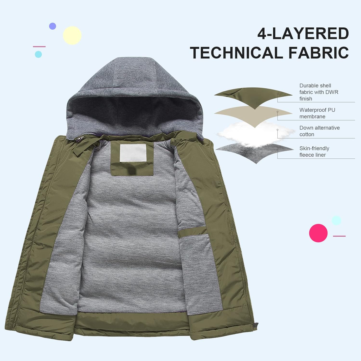 Pursky Girl's and Boy's Warm Puffer Vest Coat Water Resistant Sleeveless Jacket With Detachable Hood for 6-14Y - Image 4