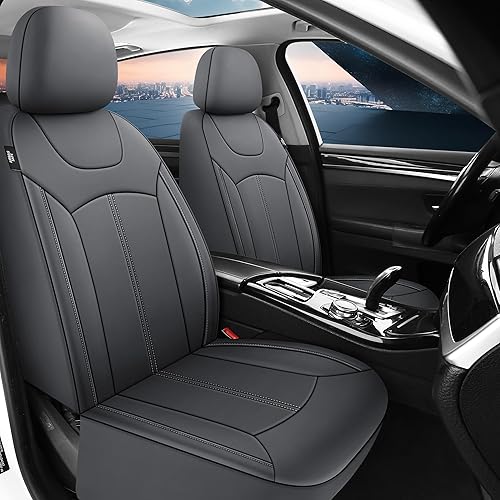 Miniatura 2 de Juego completo de fundas de asiento de coche de cuero premium, fundas impermeables para asientos delanteros y asiento trasero dividido para coches,