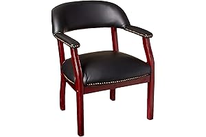 Boss Leather High-Back Office Chair With Arms