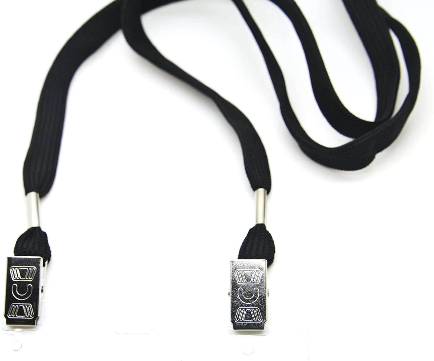 Pack 100 Combo 1/2" Wide Black Flat Lanyard Open-Ended Clips Double END with 6" X 4" Plastic Sleeves Ticket Holder