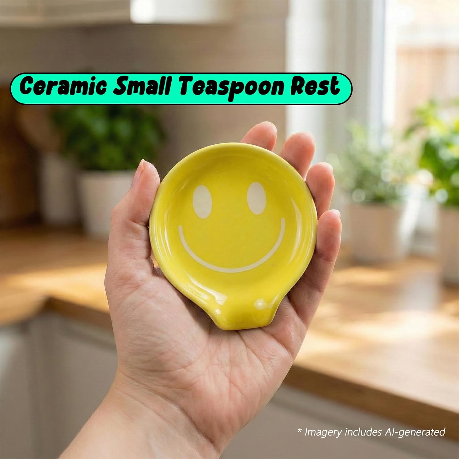 Coffee Spoon Rest, Smiley Face Ceramic Spoon Holder For Coffee Bar