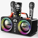 SORDA Karaoke Machine for Adults & Kids, Portable 80W Bluetooth Speaker - 2 Wireless Microphones, Echo Adjust, Support USB/AUX, for Outdoor/Indoor Gathering Party Gifts