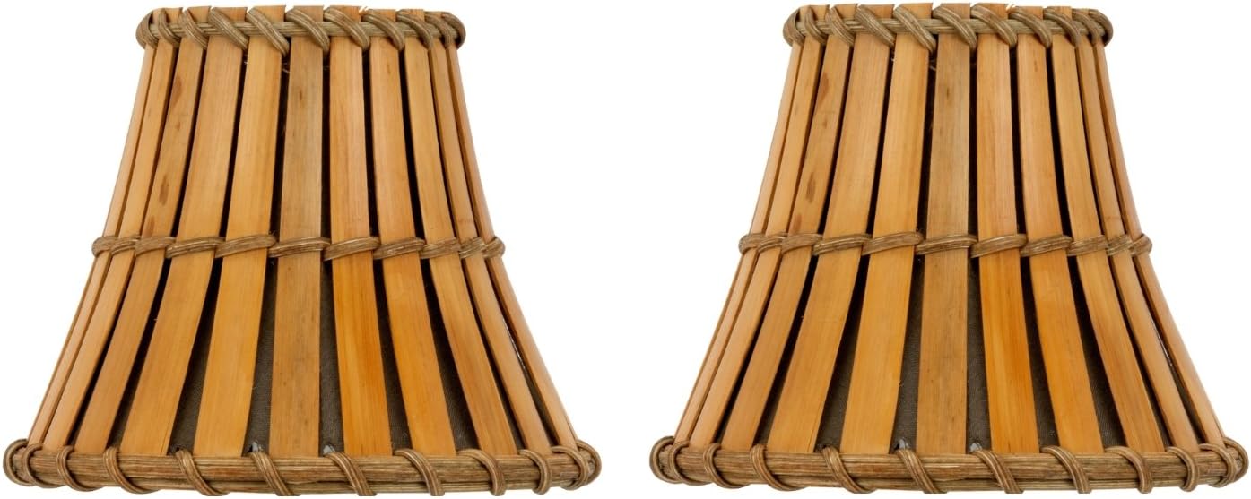Upgradelights Set of 2 Bamboo Style 5 Inch Chandelier Lamp Shades 3x5x4.5