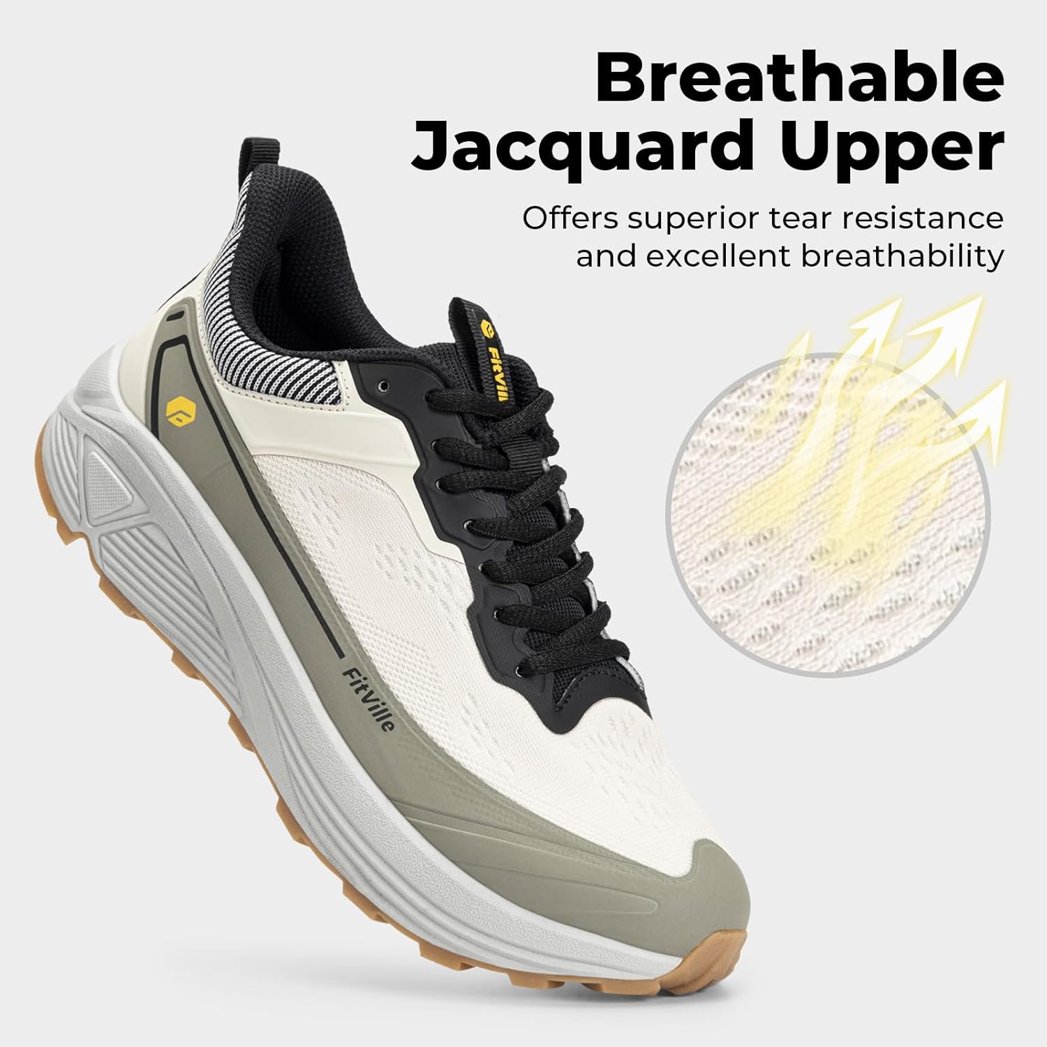 FitVille Wide Walking Shoes for Men Lightweight Trail Running Shoes Orthopedic Cushioned Athletic Sneakers with Arch Support Anti-Slip - Image 4