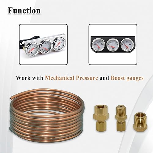 Miniatura 4 de Ebrmeiwo Kit de tubos de manómetro de aceite de 72 pulgadas, juego de tubo de cobre y piezas roscadas, ajuste universal
