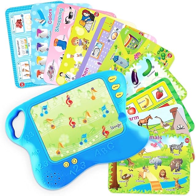Boxiki kids Learning Pad with 10 Educational Cards Kids Board Game w/ Touch and Learn Functions | Smart Pad for Children's Learning Games | Educational Electronic Learning Set