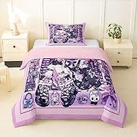 Vista 21 de Erosebridal Juego de edredón de sirena azul para niñas, juegos de ropa de cama de unicornio lindo individual de 2 piezas para niños, diseño