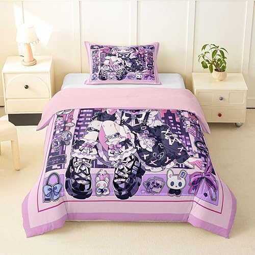 Miniatura 21 de Erosebridal Juego de edredón de sirena azul para niñas, juegos de ropa de cama de unicornio lindo individual de 2 piezas para niños, diseño