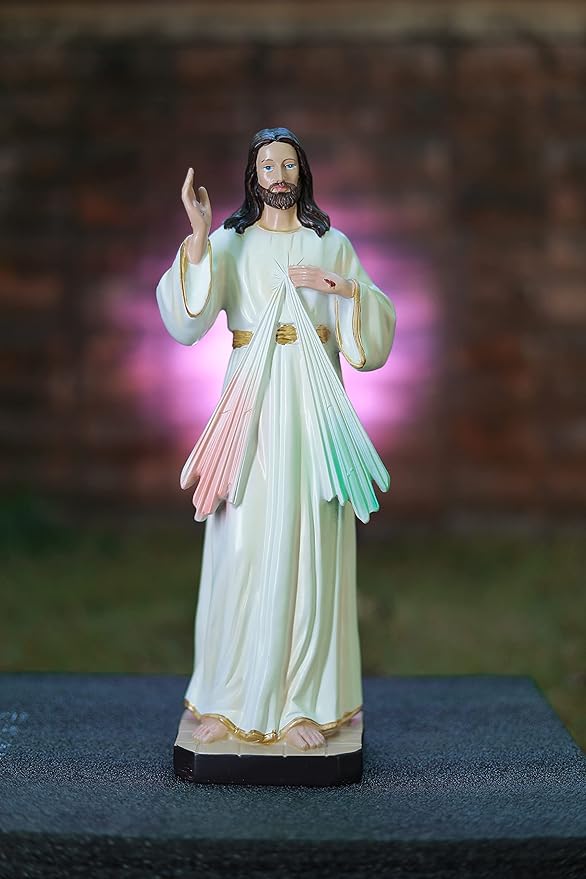 Breeze Handicrafts Christian Gifts Imported Poly Resin Statue Divine Mercy Statue for Home Christian Decor Showpiece Jesus Statues for Home Altar Big Size One Feet White Color [1] PRSC 02