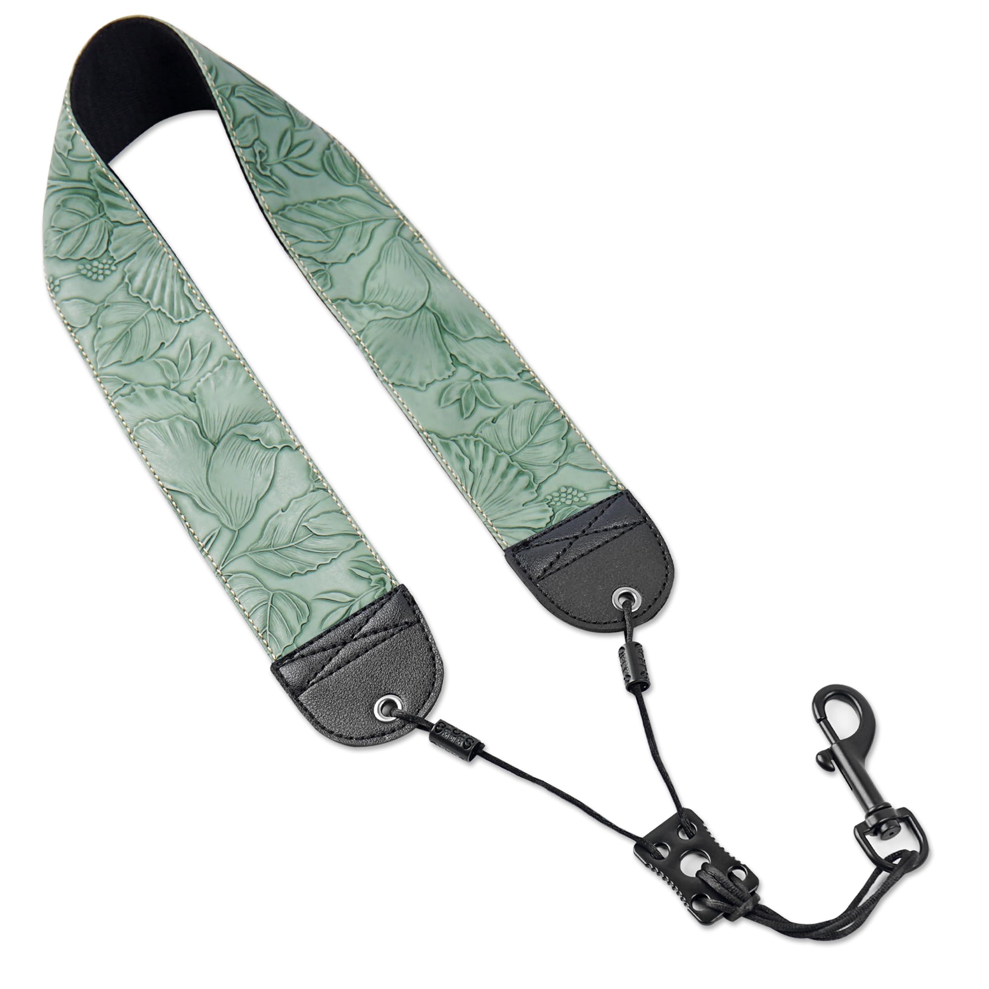 Czzmy 1-Carved Green Saxophone Neck Strap,Alto Tenor Bari Soprano Sax Neck Harness,Musical Instruments Accessories Parts(1-Carved Green)