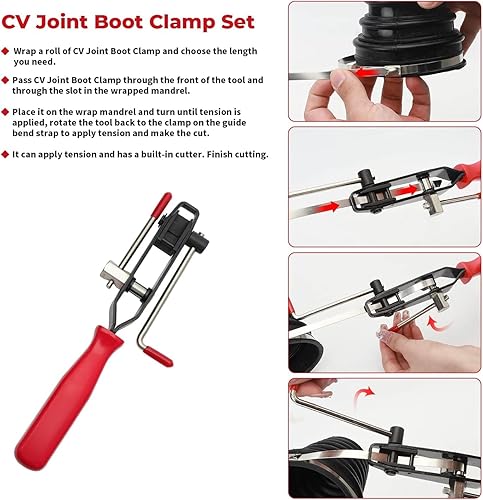 Vista 20 de Alpha Rider Alicates de abrazadera de arranque de eje de junta CV, 12 unidades con kit de abrazaderas de arranque CV, 10 bandas de crimpado